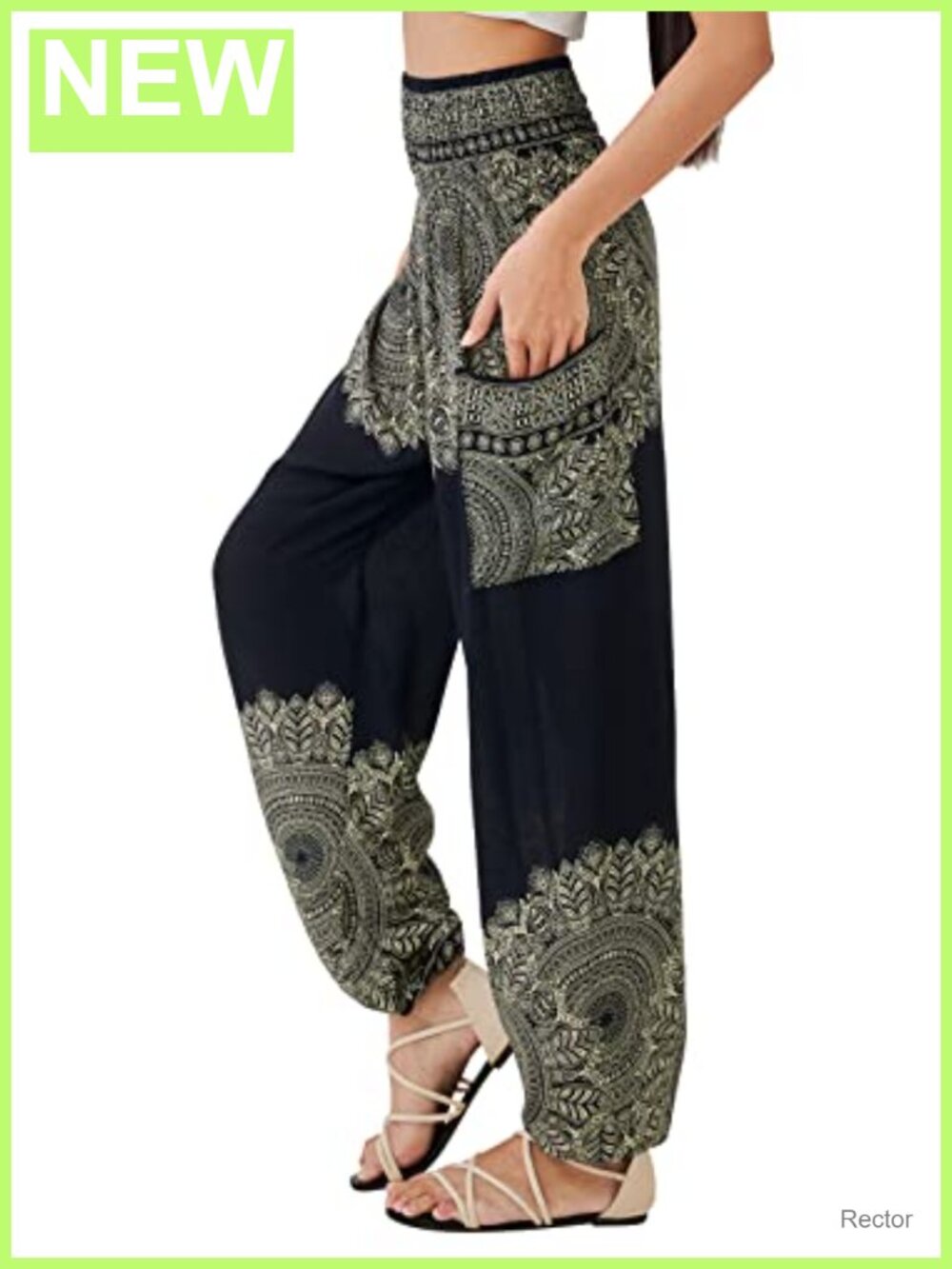 Boho Harem Pants for Women - Flowy Yoga Lounge Pants with Pocket